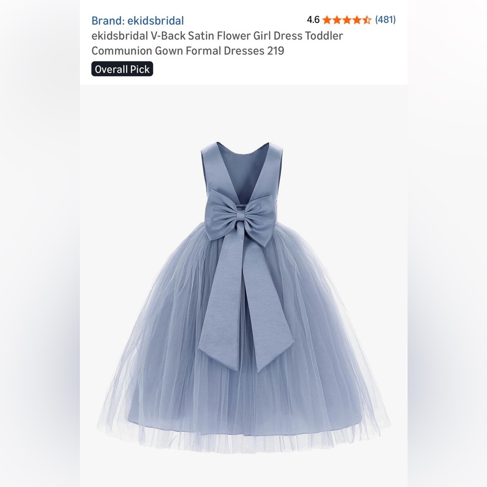 V-Back bow Satin tulle girls Dress Size 12